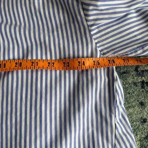 Zara Women’s Tunic-Like Blue and White Stripe Button Down Collared Top Summer - Picture 9 of 10